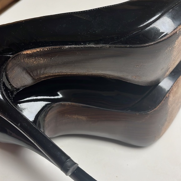 Stuart Weitzman Black Leather Patent Platform Heels Platswoon Pumps - Picture 7 of 8